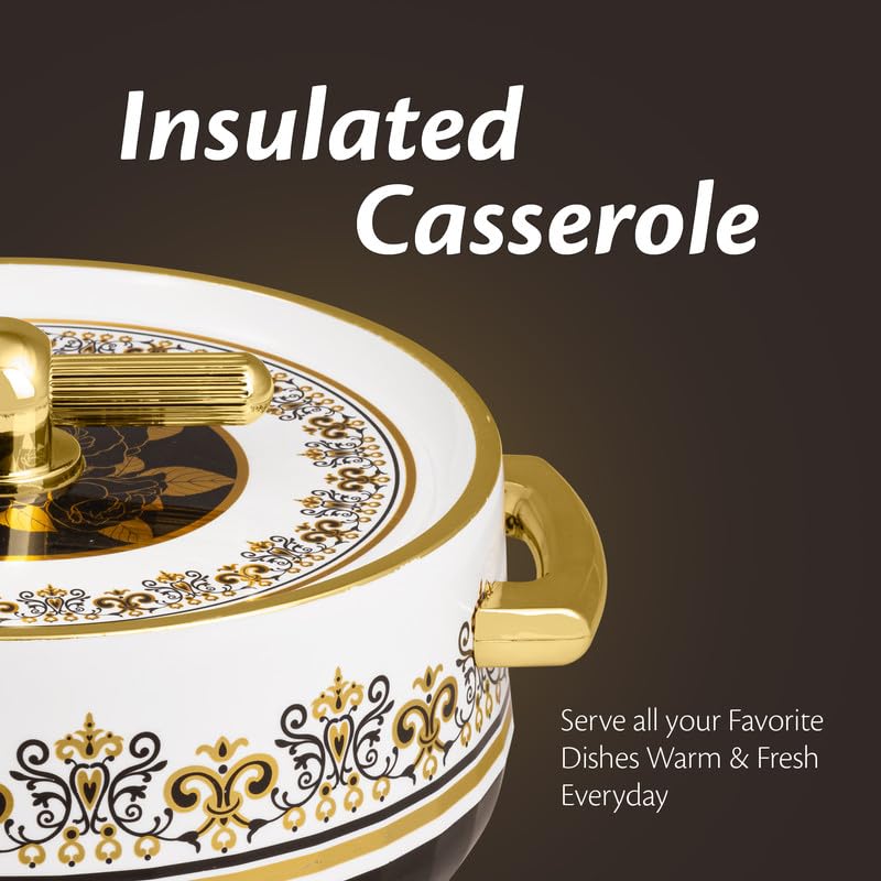 Selvel Elegance Royal Inner Steel Casserole Set Of 3 (1700Ml, 1200Ml, 600Ml) | P.U. Insulation Hot Case | Hot Pot Keeps Food Hot